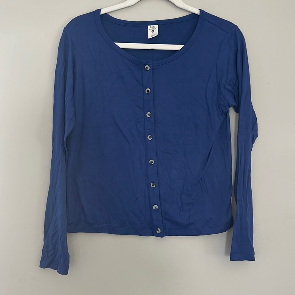 Kate Quinn Blue Button-Up Top